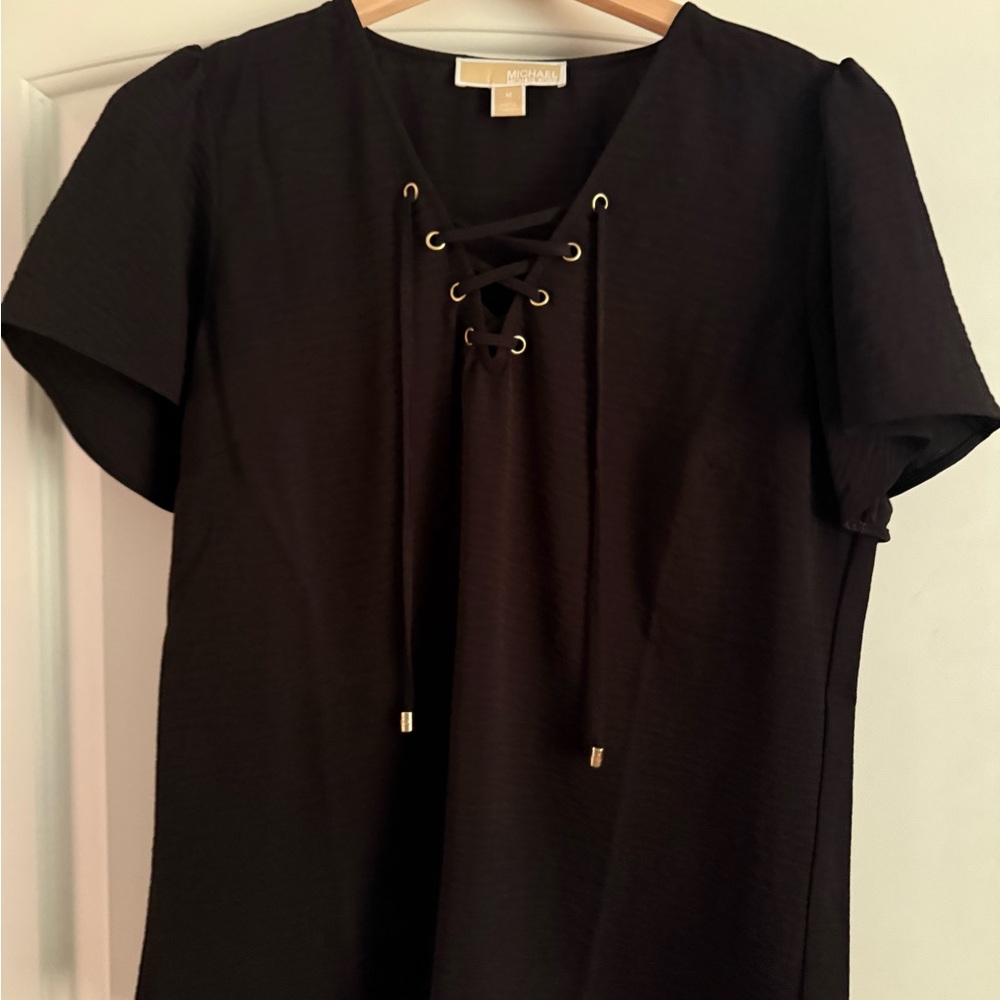 Michael Kors Black Lace-Up Top